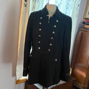 White House Black Market Black Double-Breasted Military Jacket